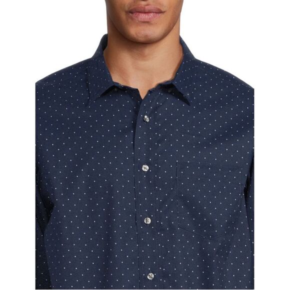 Men's Long Sleeve Poplin Button-Up Polka Dot Dress Casual Shirt 2-Pack Size S - Picture 6 of 12